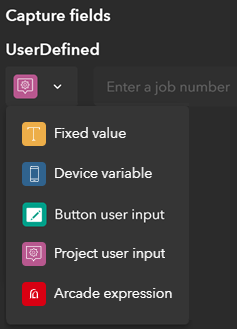 Choose a project user input for a text field. Choose a project user input for a text field.